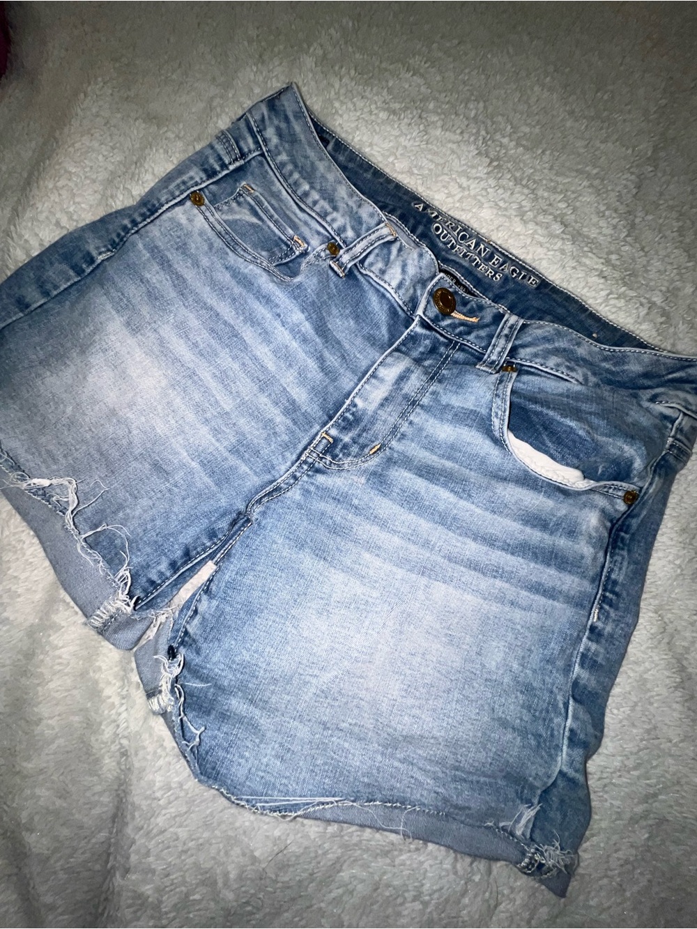American Eagle Outfitters Light Wash Distressed Denim Shorts